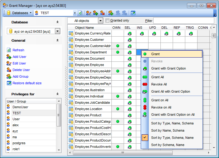 Grant delete postgresql